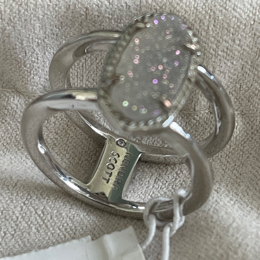 🆕KENDRA SCOTT ELYSE DOUBLE BAND RING/ PLATINUM DRUSY - Picture 8 of 11